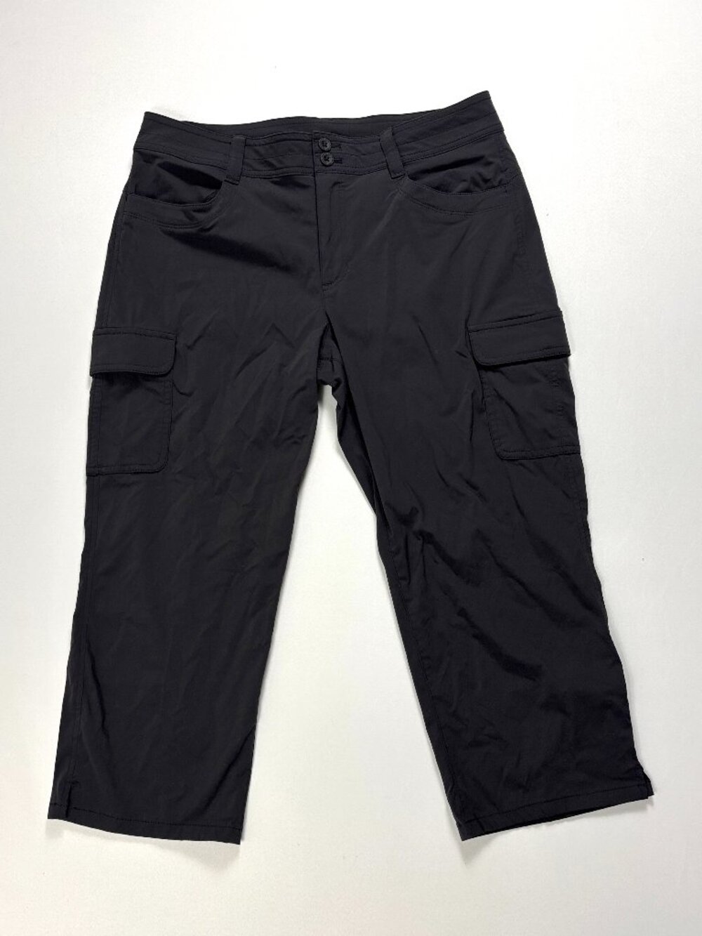 Eddie Bauer Womens Travex Capri Pants Black Sz 10 Cargo Pockets Hiking